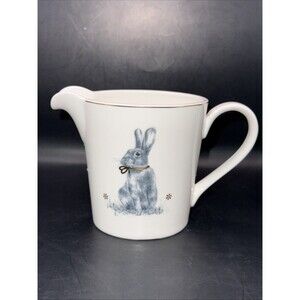 Spode White Meadow Lane Porcelain 8 OZ Creamer Rabbit & Gold Accents Easter